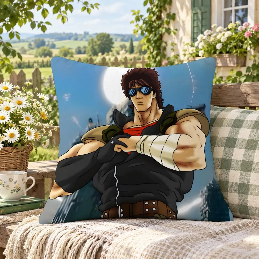 Anime Fist K-Kenshiro Cushion Cover Soft Short Plush Anti-Mite Sofa Bedroom Den Car Dorm Decor Gifts