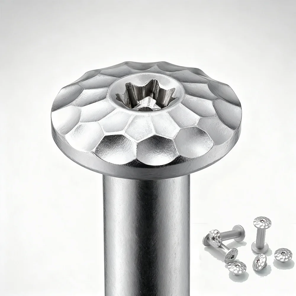 2 Sets M4 416 Stainless Steel Plum Blossom Head Screw for Knife Handle Nail Modified Knife Embryo Making Accessories