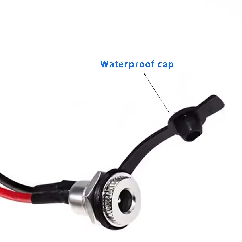 5.5 x 2.1mm 5.5 x 2.5mm DC Power Socket Threaded Female Connector Adapter With 10AWG Cable Wires 10CM