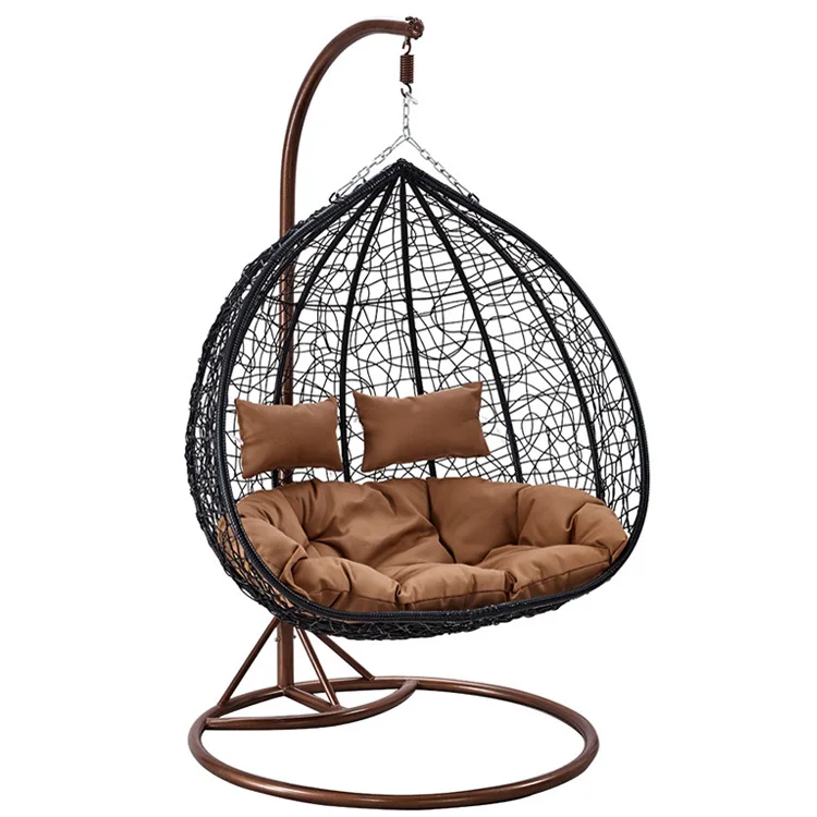 

Modern Outdoor Furniture Garden Hanging Rattan Swing Chair Double Soft Wicker Patio Egg Swings Chairs