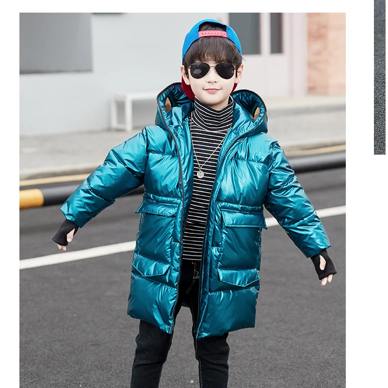 Christmas Costumes For boys Teen Children Clothing Long Silver Down Jacket Baby boy Clothes Coat Snowsuit Outerwear Parka