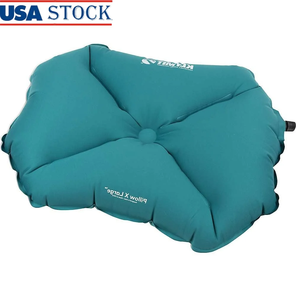 

X Large Inflatable Travel Pillow Durable Camping Self-Centering Adjustable Height Soft Polyester Compact Storage Bag Lightweight