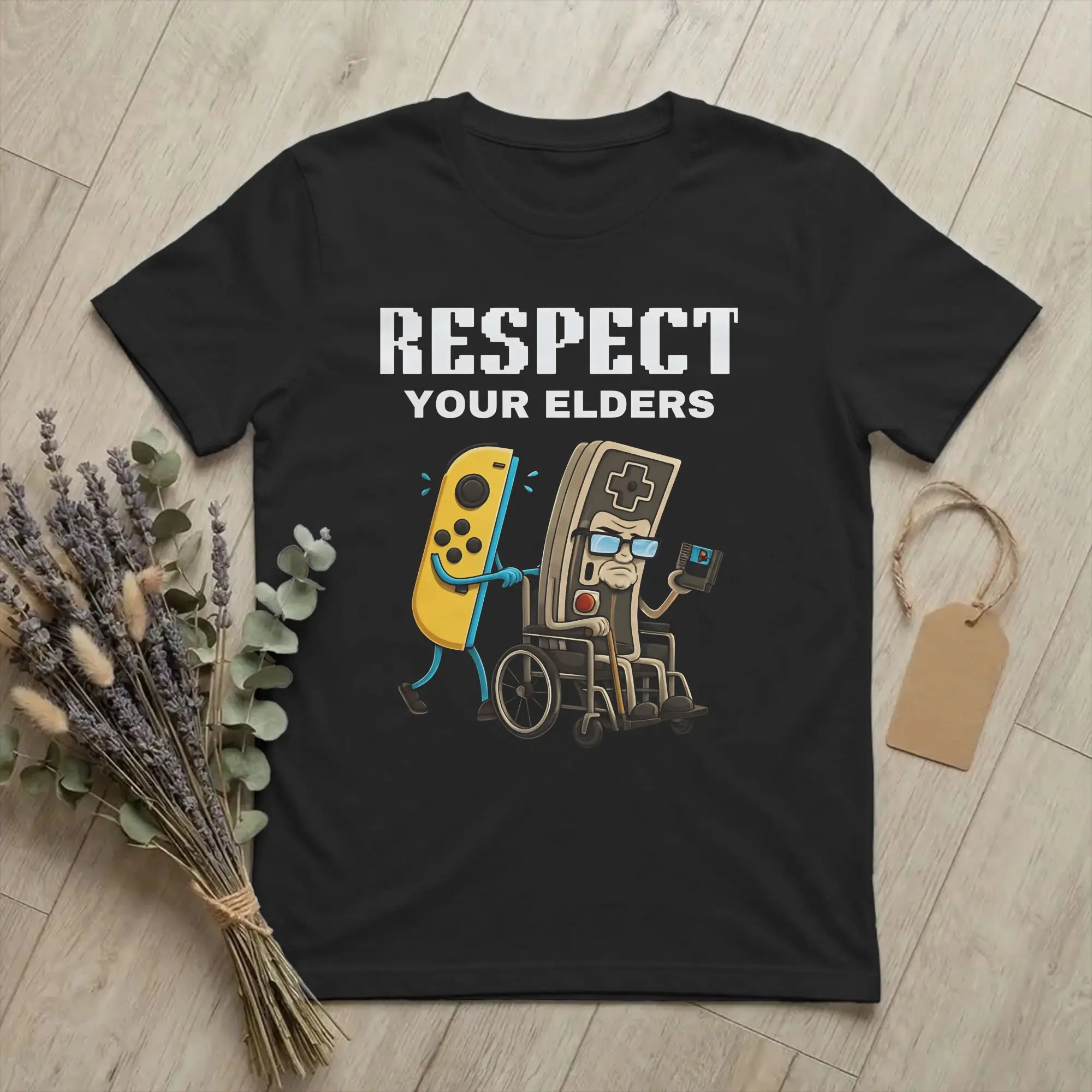 Respect Your Elders   Gaming Humor   T Shirt Cotton Novelty T-Shirts O Neck  Tee Shirt Short Sleeve Clothes Plus Size
