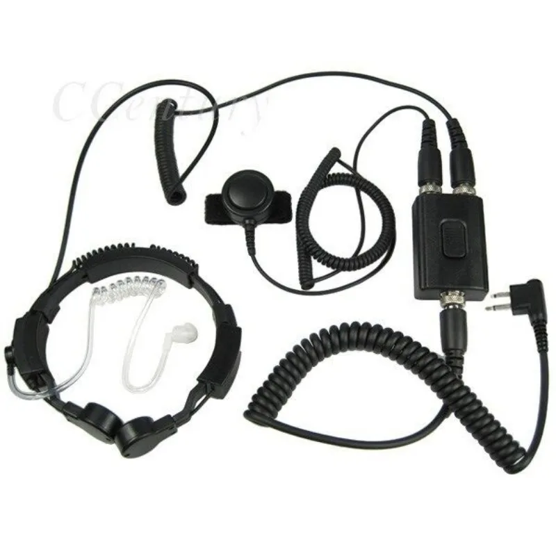 FBI Heavy Duty Tactical Military Throat Mic Headset Earpiece for BAOFENG UV5R Plus BF-F8+ Kenwood Walkie Talkie Radio Headset