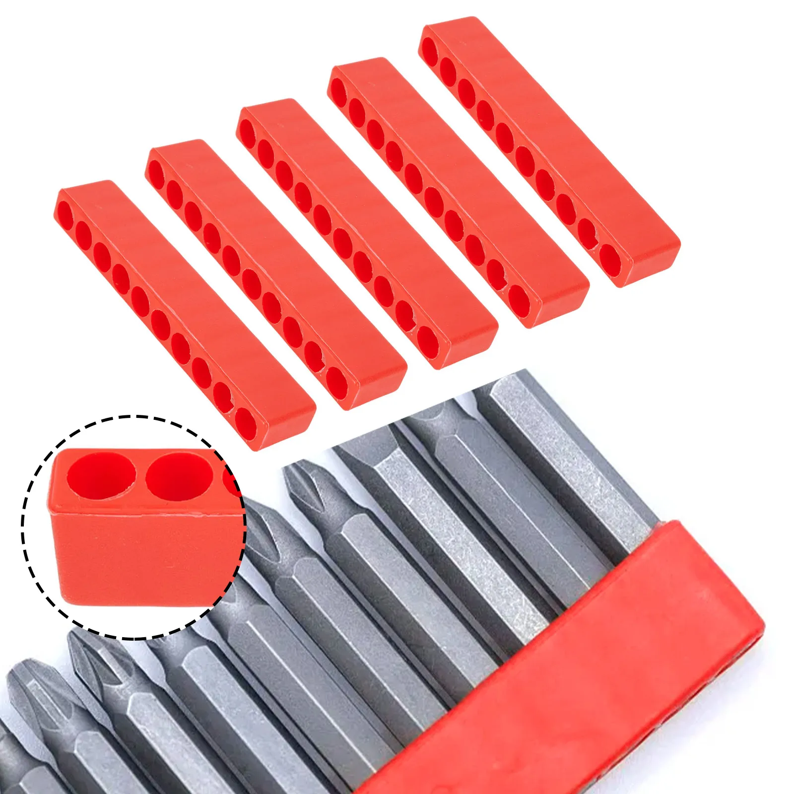 5Pcs 10 Holes Screwdriver Bit Holder Storage 1/4 Inch Hex Screwdriver Head Drill Bit Stand Case Tool Hexagonal Handle Bit Storag