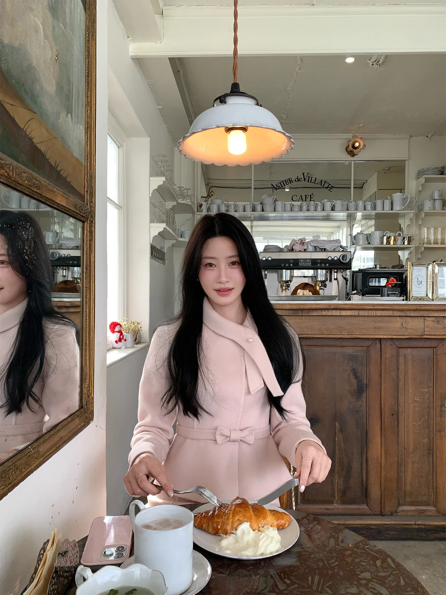 

Комплект из шерстяного пальто и брюк с розовым бантом, стильный зимний образ для женщин 8-25 лет, повседневный, для свиданий и прогулок