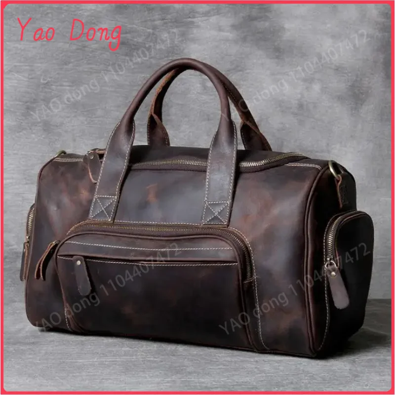 Yao Dong 2023 New Fashion Brand Designer Business Trip Travel Bag For Man Outdoor Genuine Leather Duffle Bag Male Coffee Handbag