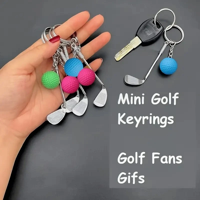 1/6pc Fun and Unique Mini Golf Club Ball Keychain - Perfect Gift for Golf Enthusiasts， Add a Sporty Touch to Your Look!