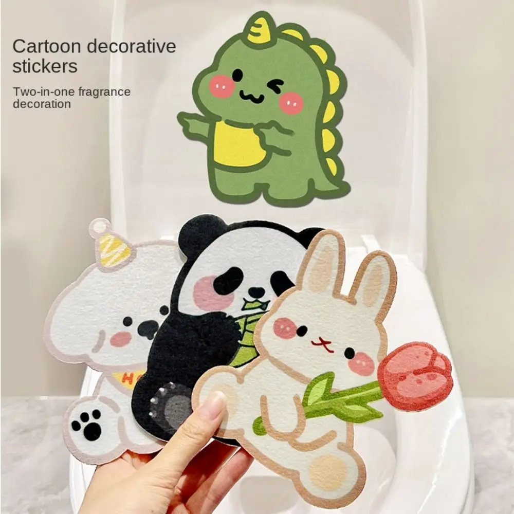 Cartoon Animal Toilet Deodorant Sticker with Deodorant Function Thickened Felt Shoe Cabinet Wardrobe Stickers Toilet Sticker