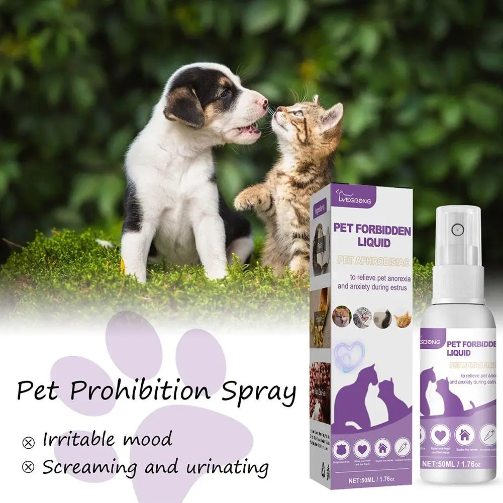 50ml Pet Calming Spray Prevent Howling Reduce Anxiety Soothe Mood Pet Dog Cat Estrus Calming Prohibition Spray Pet Supplies