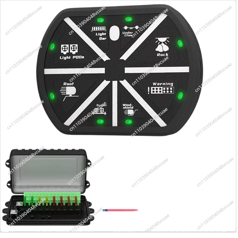 For 12V Wireless Switch Panel Box Car Boat 8 Group Switch Panel Green Light Emitting Diode 80A Circuit Breaker