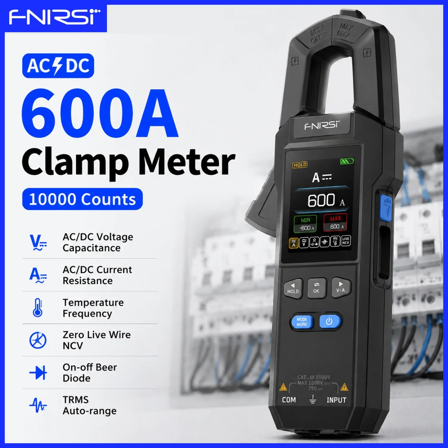 

FNIRSI DMC-100 Clamp Multimeter 10000 Counts AC/DC Measurement 600A Type-C Charging Flashlight for Electronic Repair Tools