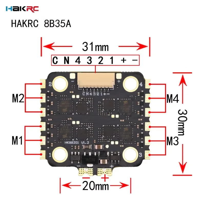 HAKRC F7220 V2 F7 Mini Flight Controller Dual BEC With 8BIT 35A 4in1 ESC Stack DShot150/300/600/1200 PWM for RC FPV Racing Drone