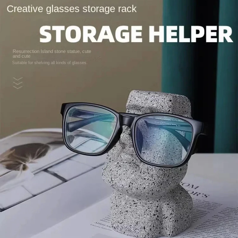 Moai Stone Statue Eyeglass Holder: A Creative and Fun Eyeglass Holder and Decorative Accessory, Perfect for Desks and Home Decor