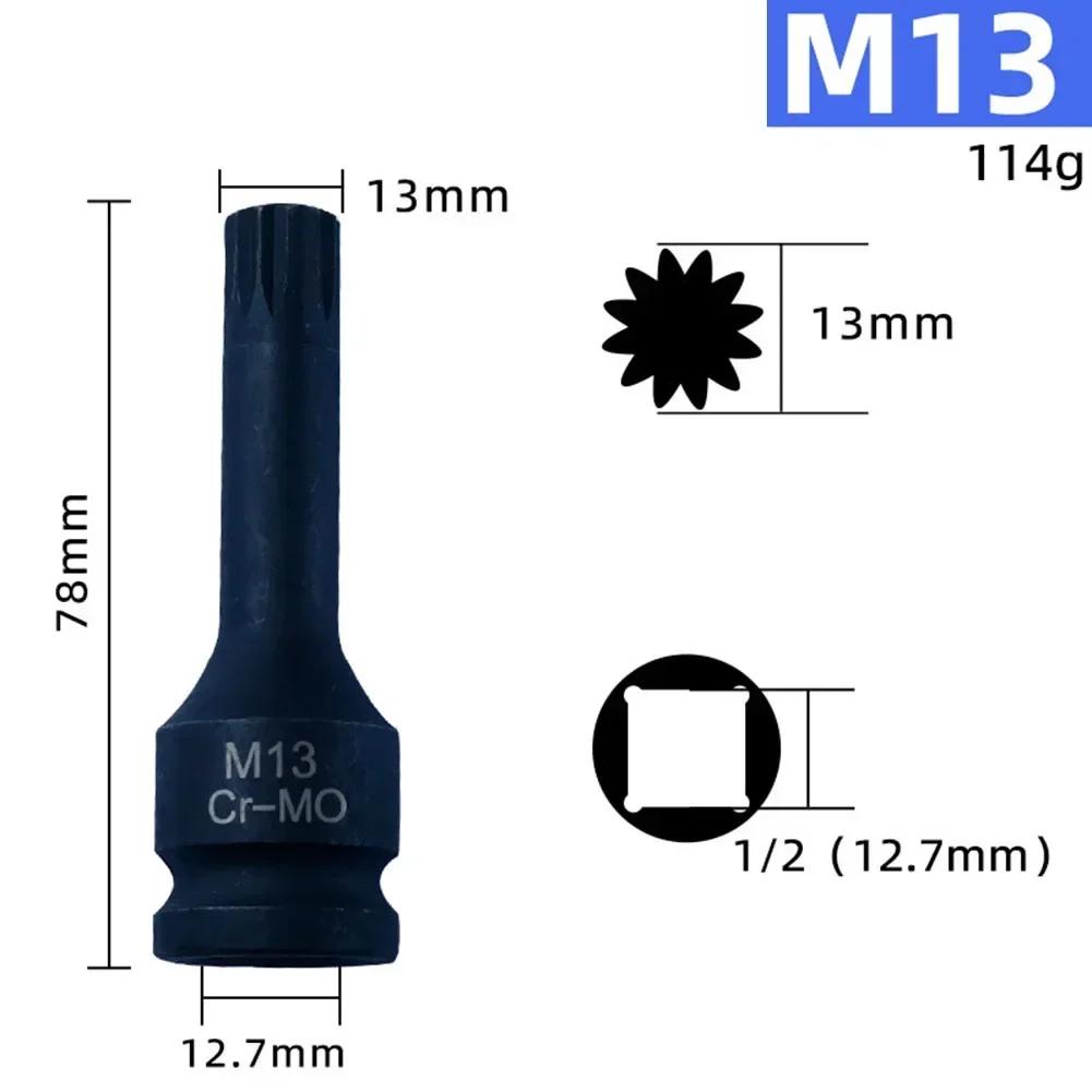 1PC Socket Adapter M5 M6 M7 M8 M9 M10 M11 M-12 M13 M15 M16 M17 M-18 M19 Suitable For 1/2\'\' Electric Drill Wrench Ratchet Wrench