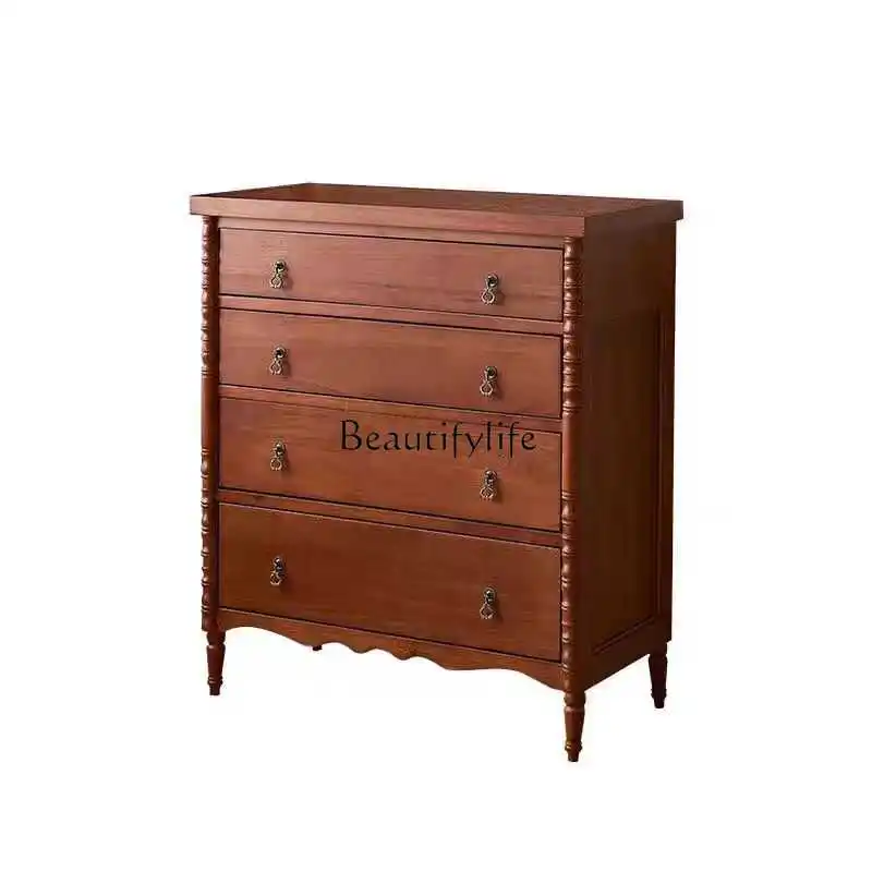 

French antique chest dresser storage bedside solid wood retro storage four chest cabinet