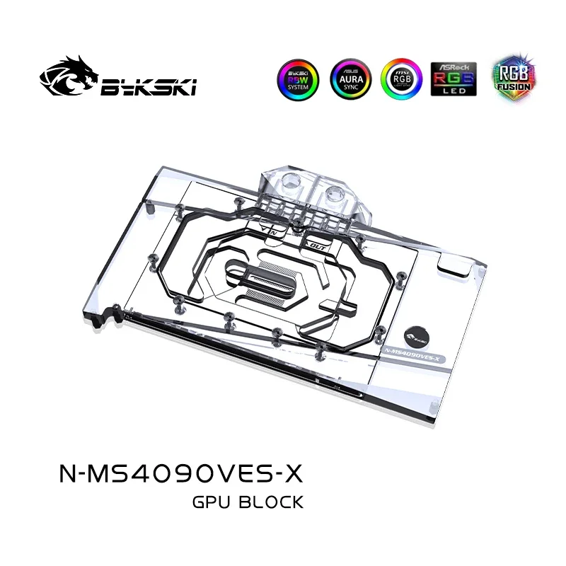 Bykski N-MS4090VES-X, GPU Water Block For MSI RTX 4090 VENTUS 3X 24G OC Graphics Casrd Watercooler, 5V 3Pin ARGB AURA SYNC