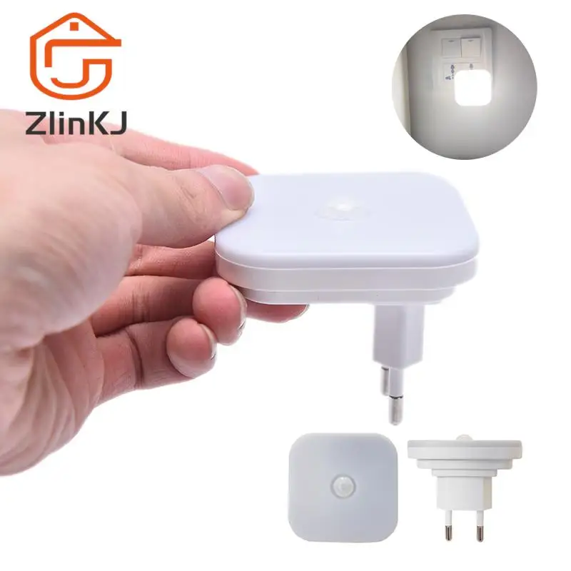 1PC luce notturna con spina europea sensore di movimento intelligente lampada da parete a LED lampada da comodino toilette per corridoio