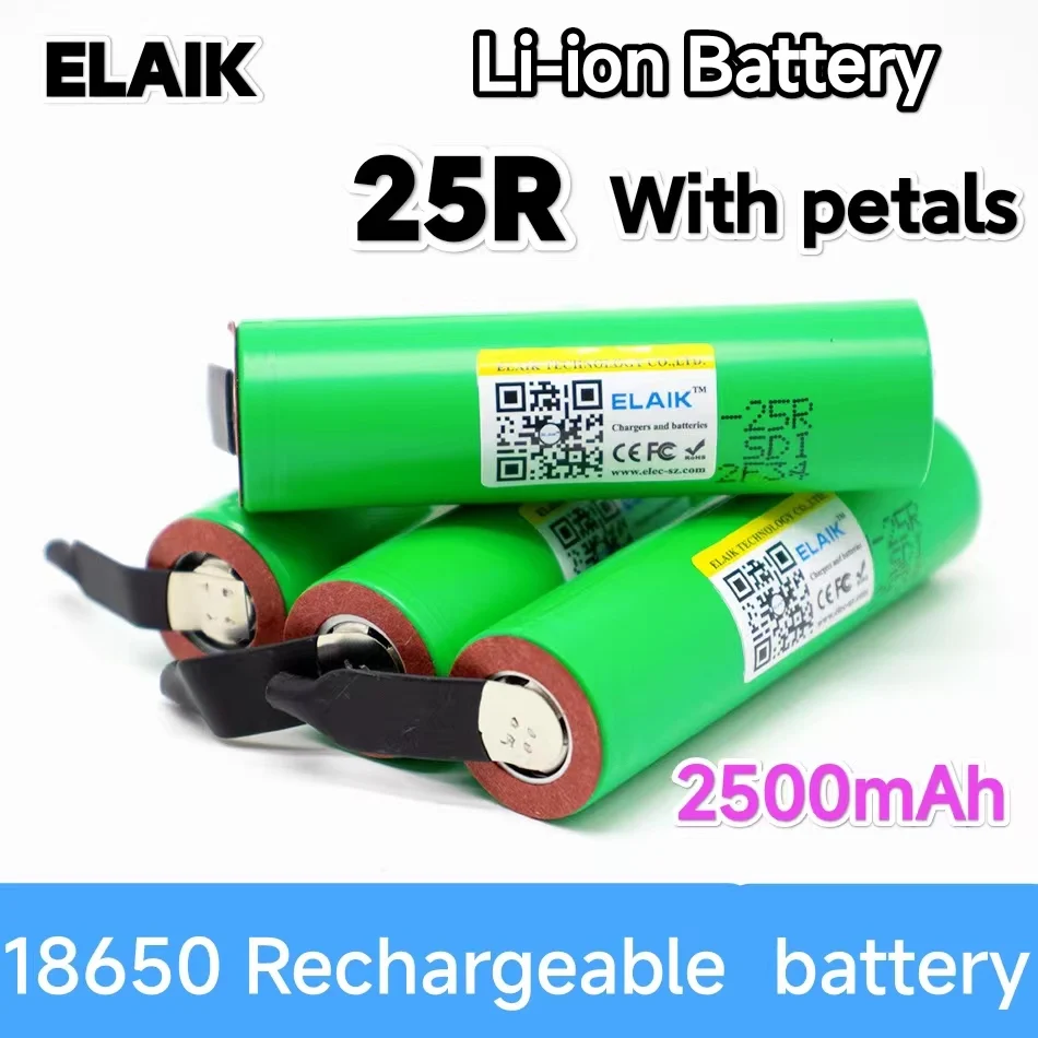 Batería recargable de alta corriente para destornillador, herramienta de níquel soldado, 18650, 2500mAh, 3,7 V, INR18650, 25R, novedad