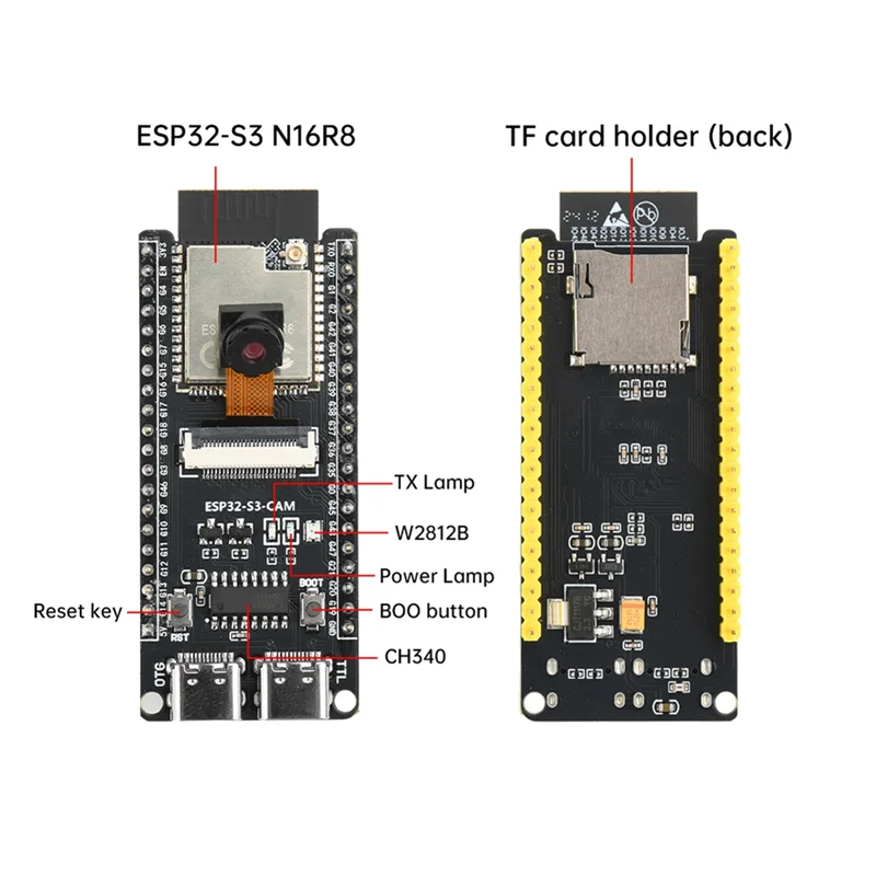 

ESP32-S3-N16R8 Плата разработки ESP32-S3-CAM с встроенным модулем камеры Wi-Fi Bluetooth Core CH340