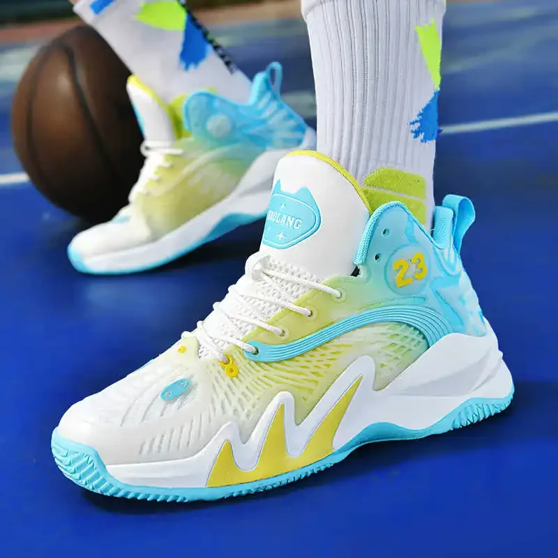 Alto oi topos sapatos vermelhos homem basquete marca formadores tênis branco masculino esporte prática ideia de costura industrial incomum