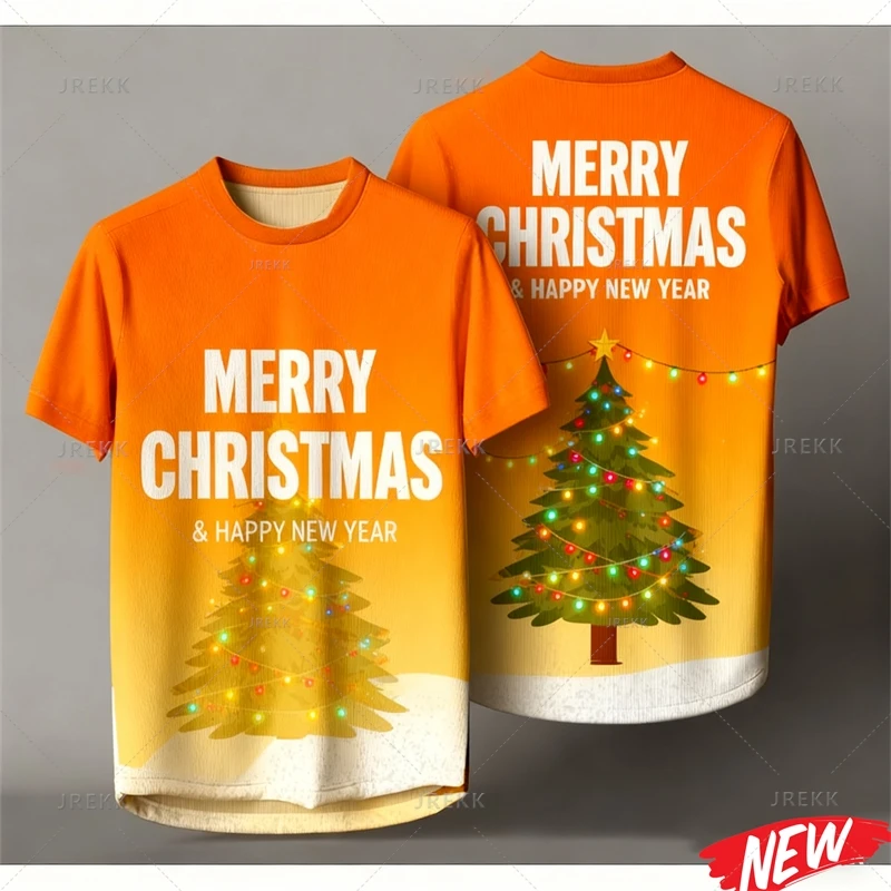 New In 2026 Cartoon Christmas T-Shirt Men Women 3d Printing Merry Christmas Tee Shirts Tops Happy New Year Short Sleeve Tshirt