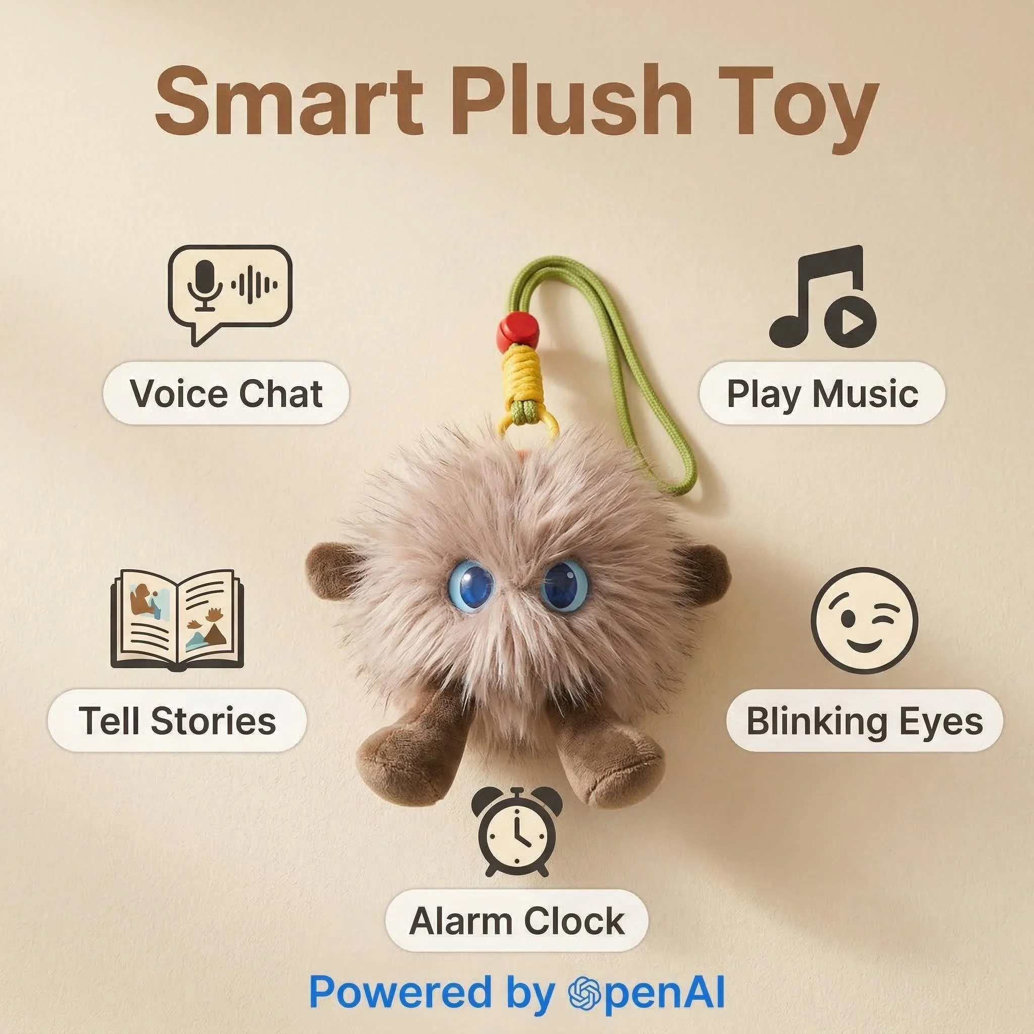 

AI Multilingual Plush Toy with Smart Voice and LED Eyes An Interactive Companion for Kids Conversational Gift Rechargeable E-Pet