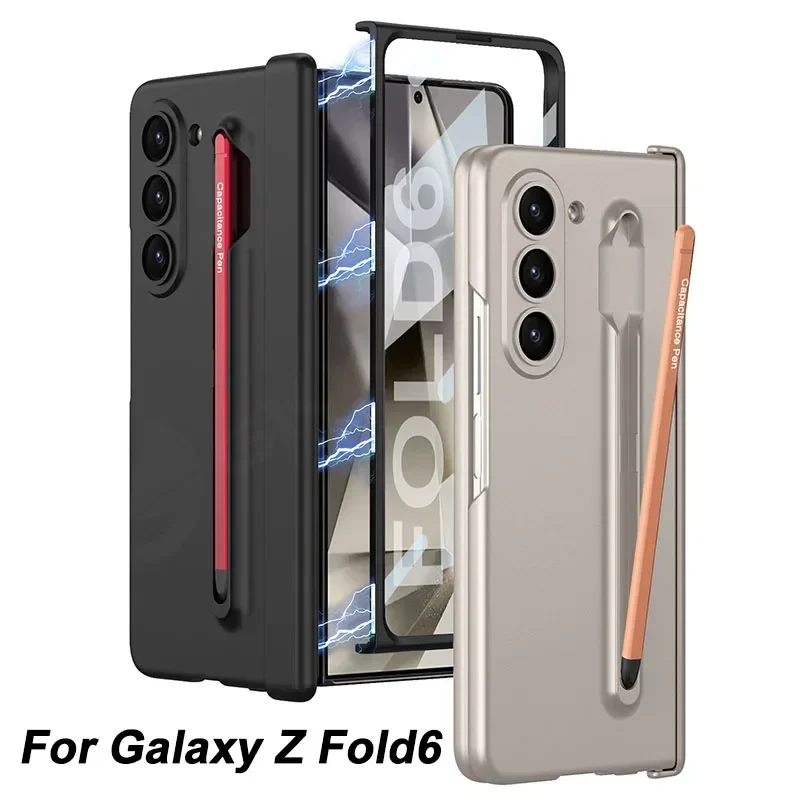 

Magnetic Hinge Armor PC Case For Samsung Galaxy Z Fold 6 Case With Touch Pen Screen Glass Cover Pen Slot for Z Fold5 S Pen 2023