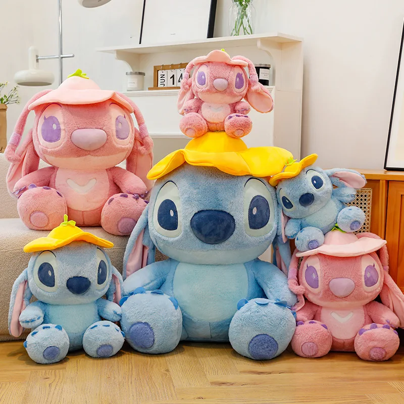 45CM New Disney Plush Doll Lotus Leaf Stitch&Lilo Cute Plush Stuffed Toy Children's Cloth Doll Pillow Birthday Gift Christmas