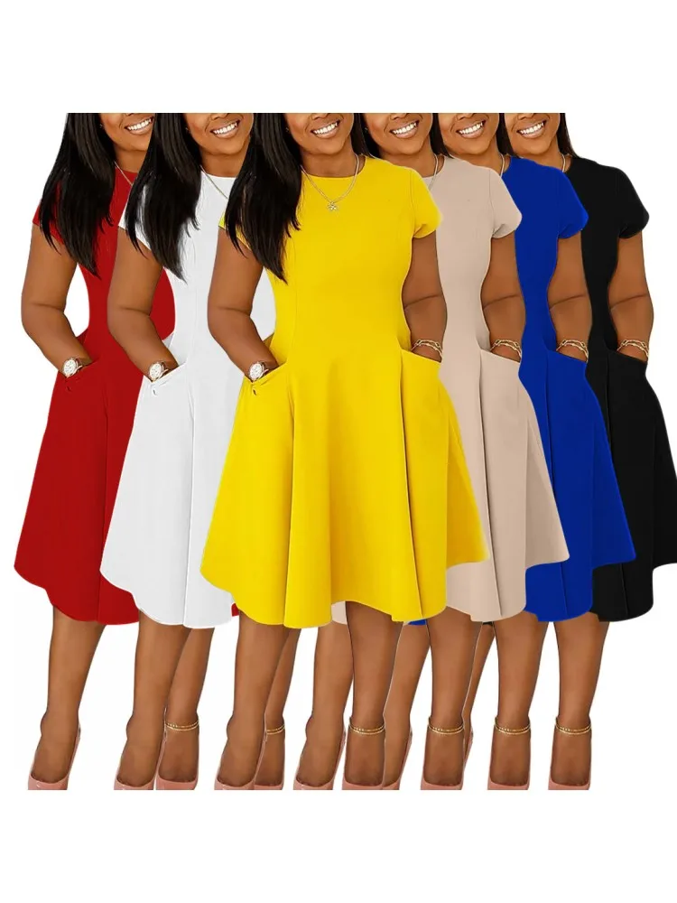 L-4XL grande taille vêtements Robes femmes Robes printemps été à manches courtes Style de rue décontracté 3XL grande taille surdimensionné robe Midi