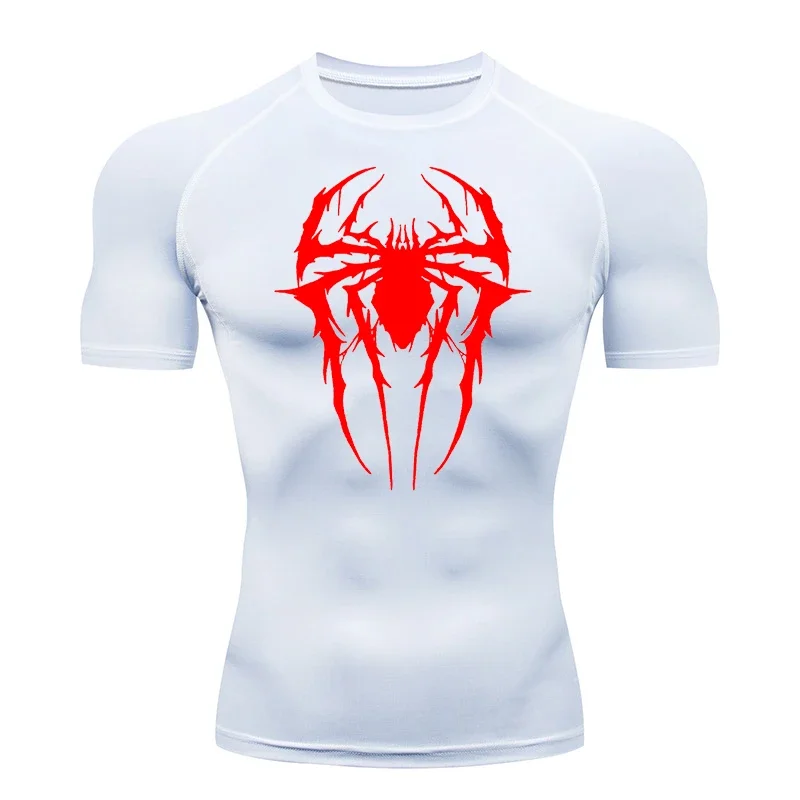 Spider Graphic Compression Shirts for Men Gym Workout Rash Guard Athletic Quick Dry Tshirts Tees Tops Undershirts Baselayers