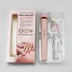 Electric Nail Grinder Nail Polishing Machine with Light Portable Mini Electric Manicure Art Pen Tools with Box for Gel Removing