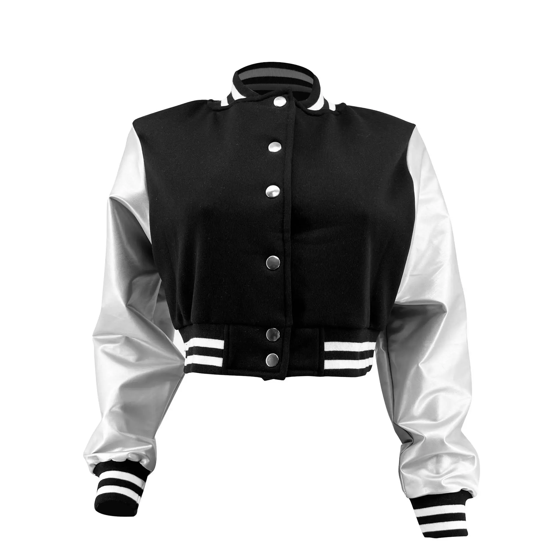 Varsity Letter Patchwork Crop Coat Fitness Button Up Women Bomber Jackets 2023 Fall Winter New Popular Streetwear Workout Coats