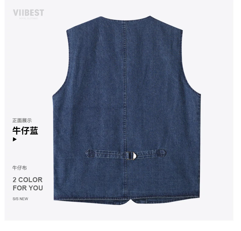 Men's Casual Denim Cotton Utility Vest Button Up Outdoor Pocketed Waistcoat Men Casual Slim Fit Sleeveless Jacket Vests Clothing 17