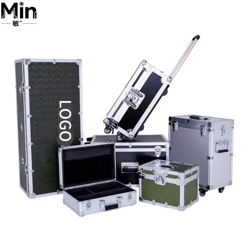 Aluminum Hard Shell Tool Case Briefcase Flight Case with Foam Insert for Hardware Instrument Storage