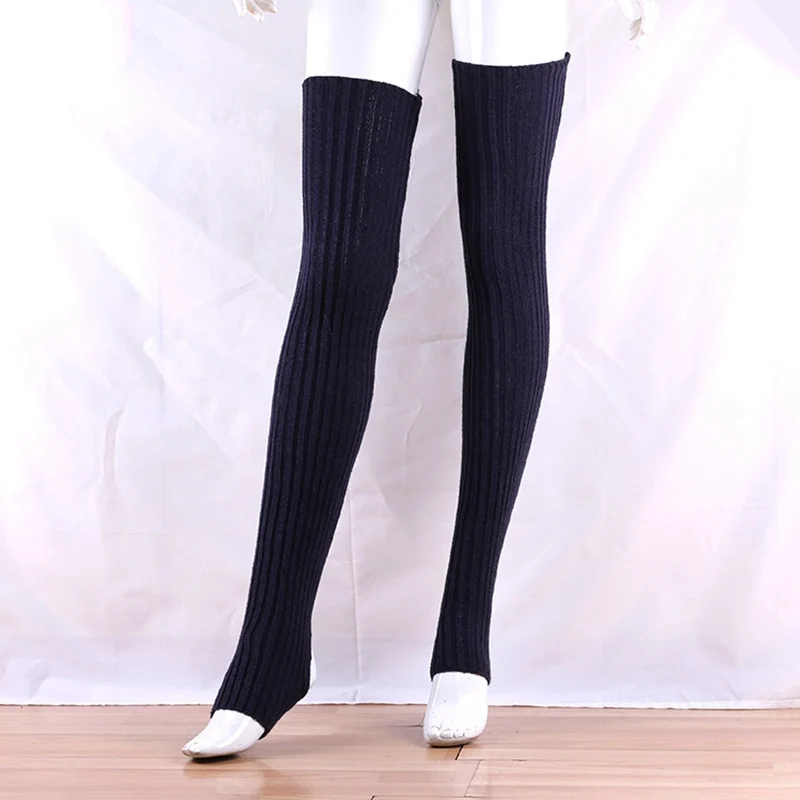 80 Cm Over The Knee Japanese Jk Uniform Leggings Korean Version Lolita Winter Women's Knitted Solid Color Foot Warmer Pile Socks