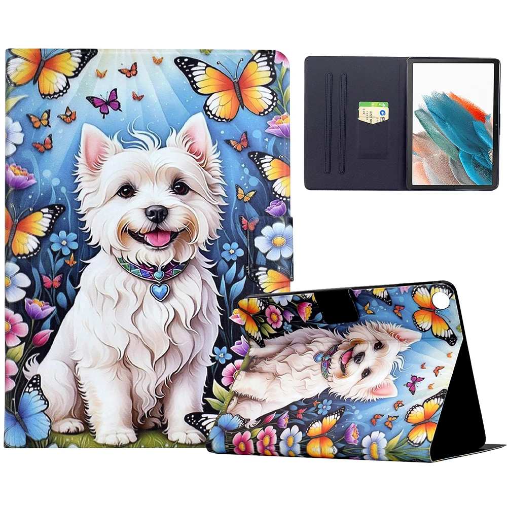 Stand Case for Samsung Galaxy Tab A8 10.5 (2021) X205 / X200 Pattern Printing Tablet Leather Cover - Dog