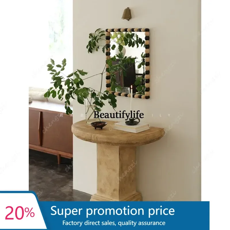 PPP Retro narrow entrance desk, homestay decoration desk, living room, semicircular designer entry