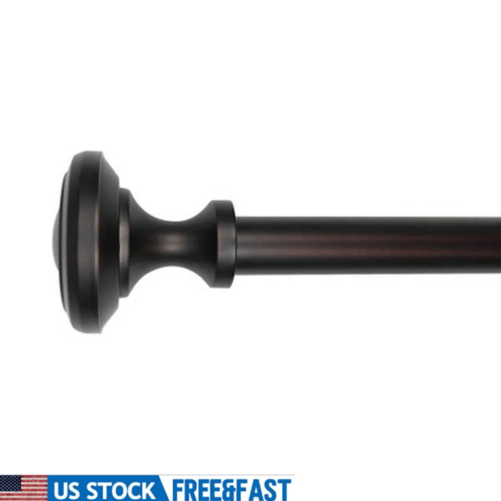 

Adjustable 36-72 Inch Decorative Curtain Rod Kit with Knob Finials Oil Rubbed Bronze Metal Hardware Easy Installation