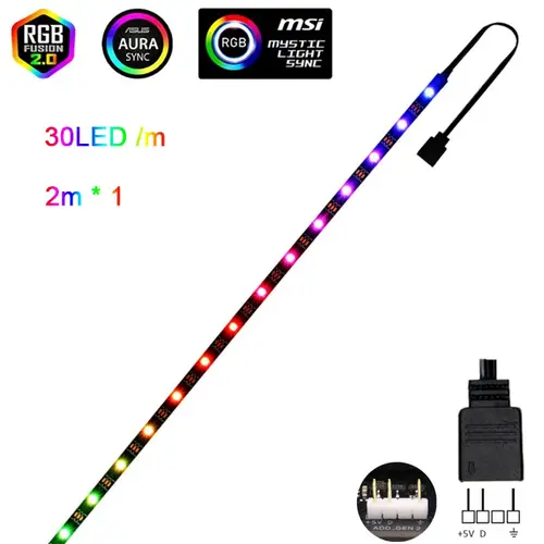 Addressable Rainbow PC Digital WS2812b LED Strip Light for 5V 3pin ARGB Header PC Case Asus Aura Sync RGBIC Fusion MSI Mystic - Image 8