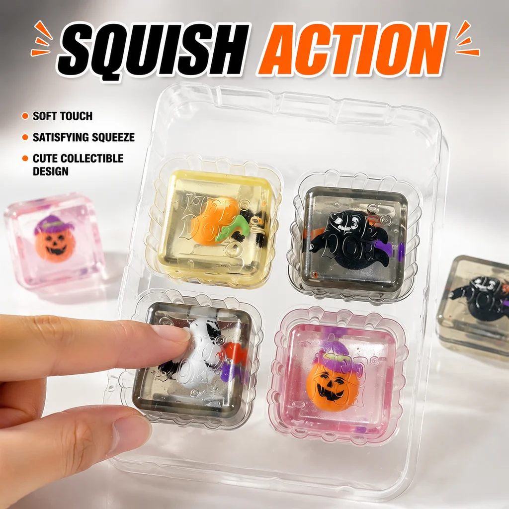 Schylling Needoh Mini Nice Ice Cube 4Pack Halloween Limited Edition Maltose Sensory Toy Anti Anxiety Stress Relief Autism Toy