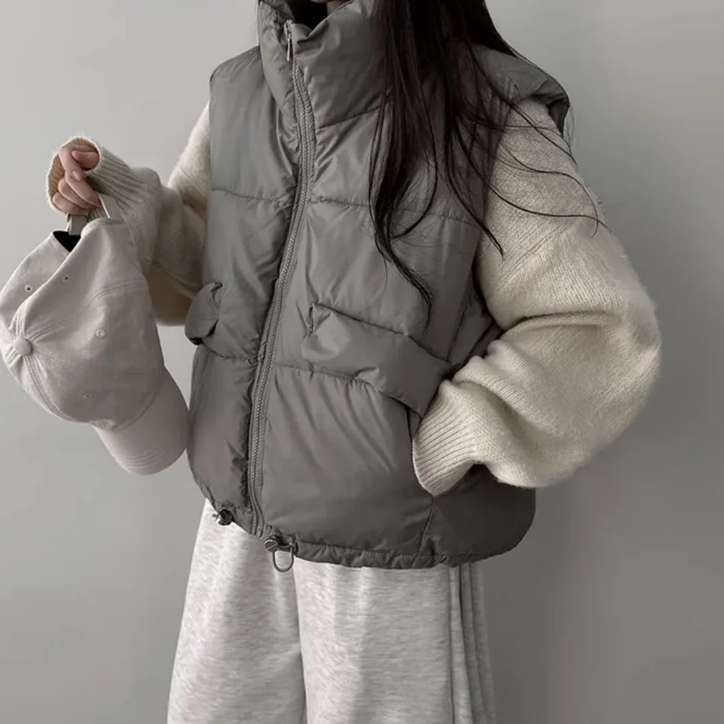 

Chic Casual Loose ort Svel Vest Women's Faion Autumn Winter Cotton down Jaet Stand Collar oulder Pad Upper Body