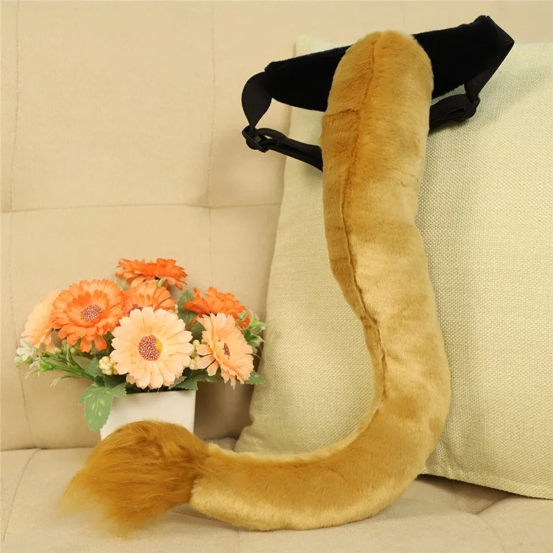 Adults Kids Plush Cartoon Lion Jungle Animal  Tail Ear Headband Toy Gift   Party      Birthday Halloween Costume Cosplay