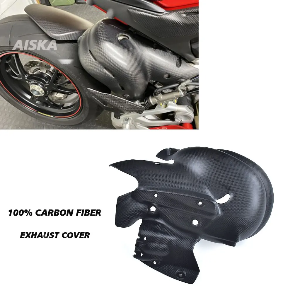 3K Carbon Fiber Motorcycle Exhaust Cover Heat Shield Guard For DUCATI Streetfighter V4 V4S Panigale 2018 2019 2020 (EURO 4 Only)