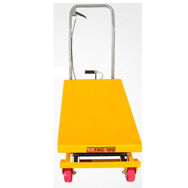 

Customized Warehouse 1.5ton Folding Mobile Table Manual Hydraulic Foot Pump Scissor Lift Platform Trolley