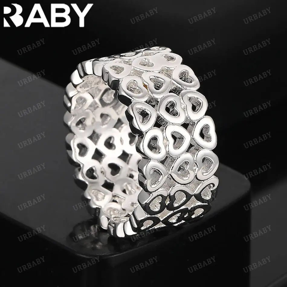 

URBABY стерлингового серебра 925 пробы, комбинированное кольцо в форме сердца для женщин, ювелирные изделия Grace, модные подарки на день рождения