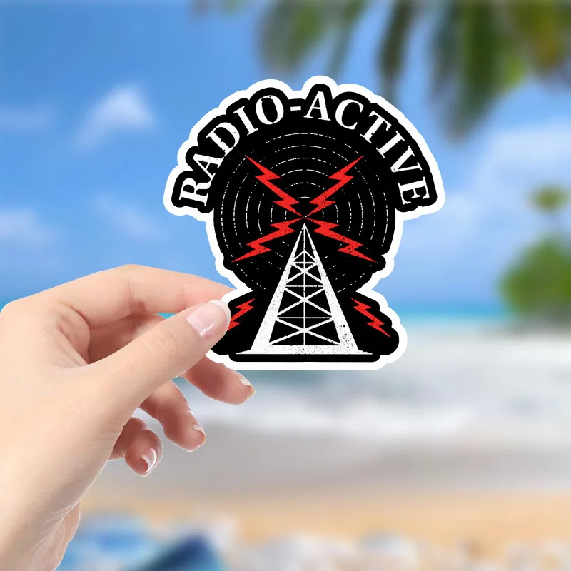 2 magnetic radio vinyl stickers - helmets, bumpers, etc. | Unique shaped stickers for amateur radio station decoration