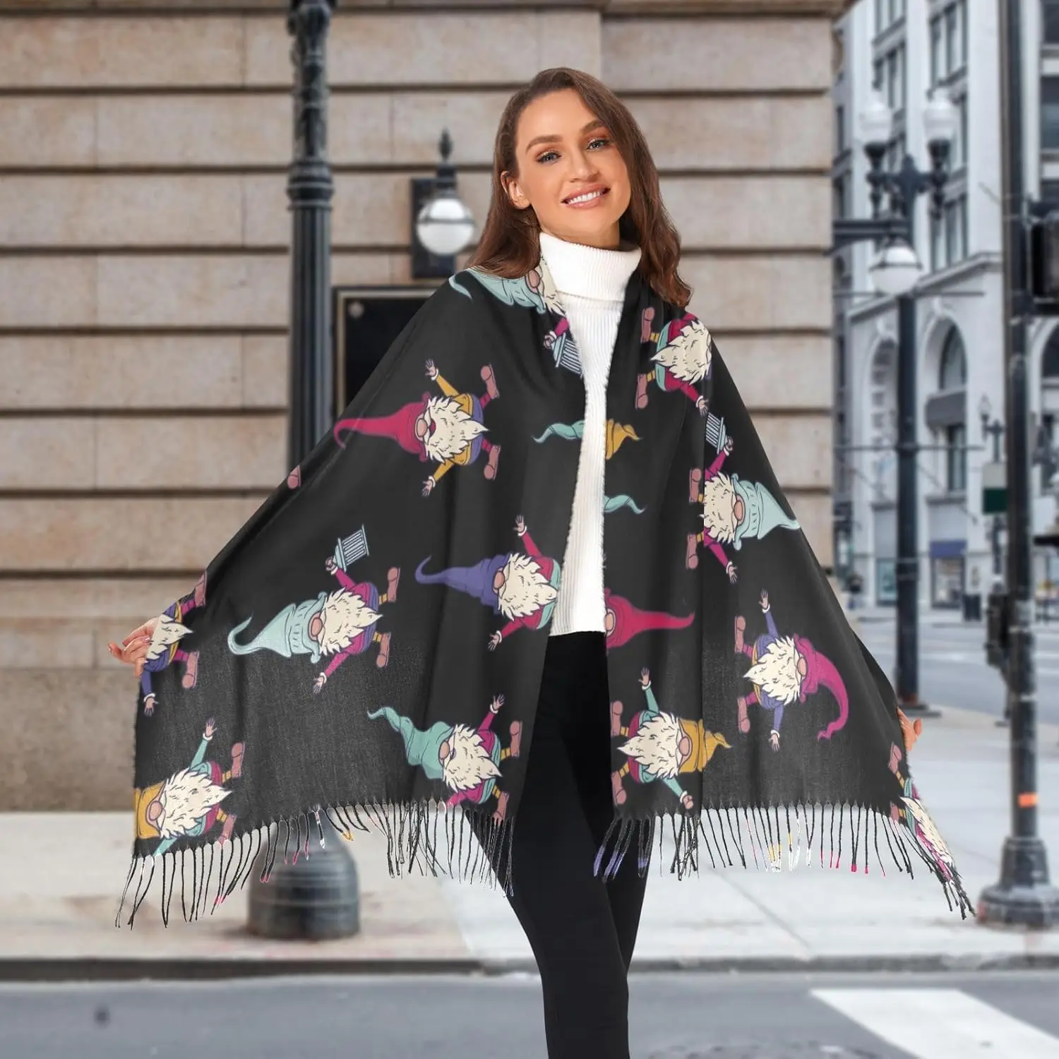 وشاح نسائي شال كشمير يشعر الأوشحة أزياء شتاء ناعم دافئ وشاح كبير مع شرابة