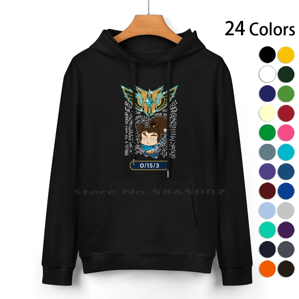 Funny Cute Level 7 Yasuo Main Illustration For Yasuo Lovers Pure Cotton Hoodie Sweater 24 Colors Skin Games Anime Assassin