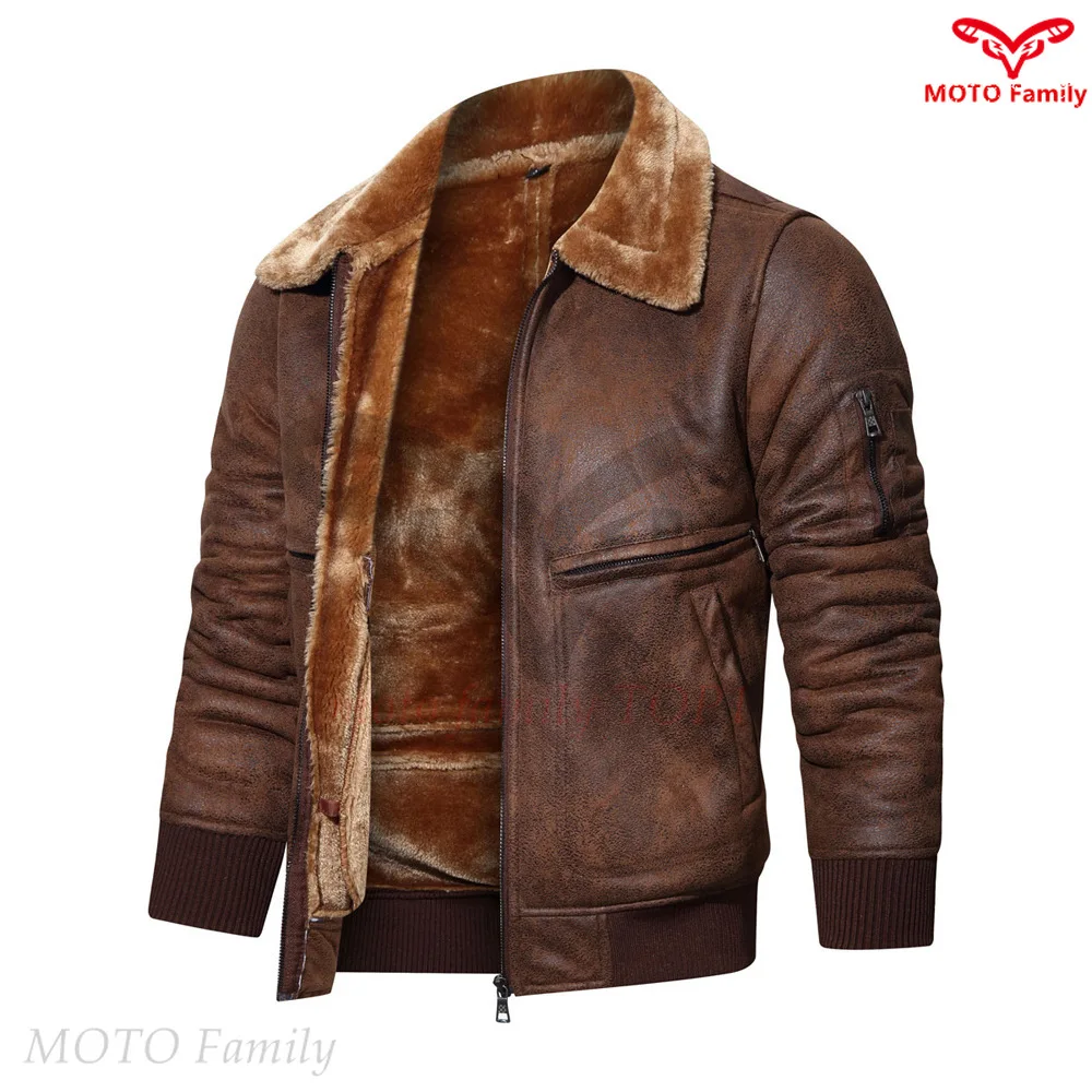 Lapel fur integrated jacket  autumn and winter fashion soft coats motorcycle jacket warm and windproof motorbike jacket